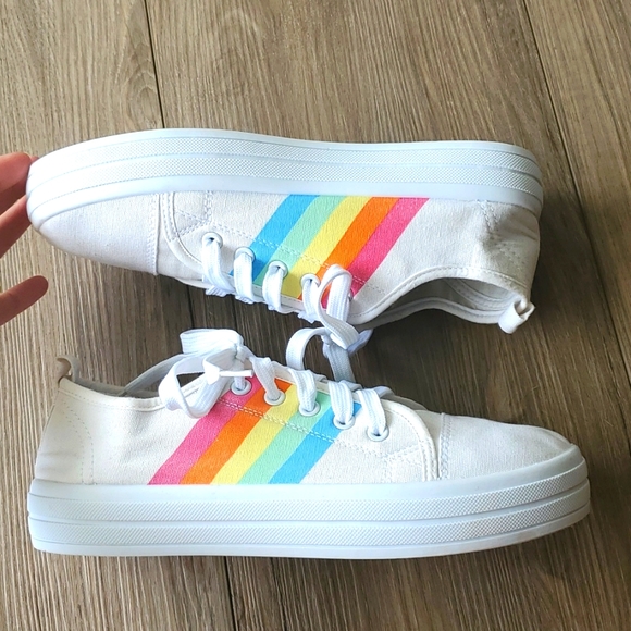 Sole Mates Rainbow Canvas Platform Sneakers - Picture 10 of 10